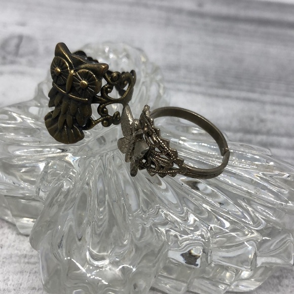 VINTAGE bundle lot 2 fun statement rings owl and butterfly - Picture 2 of 7
